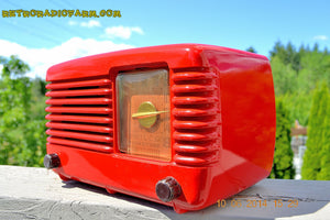 SOLD! - June 16, 2014 - LIPSTICK RED Vintage Deco Retro 1949 Philco Transitone 49-500 AM Bakelite Tube Radio Works! Wow!