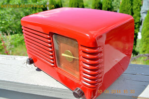 SOLD! - June 16, 2014 - LIPSTICK RED Vintage Deco Retro 1949 Philco Transitone 49-500 AM Bakelite Tube Radio Works! Wow! - [product_type} - Admiral - Retro Radio Farm