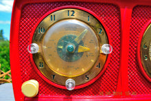 Charger l&#39;image dans la galerie, Sold! - July 7, 2014 - CARDINAL RED Retro Jetsons 1951 Silvertone Model 8 Tube AM Clock Radio Works! - [product_type} - Silvertone - Retro Radio Farm