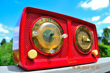 Load image into Gallery viewer, Sold! - July 7, 2014 - CARDINAL RED Retro Jetsons 1951 Silvertone Model 8 Tube AM Clock Radio Works! - [product_type} - Silvertone - Retro Radio Farm