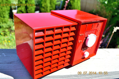 SOLD! - Aug 3, 2014 - BRIGHT RED Retro Vintage Jetsons 1953 Hallicrafters AT-1 Atom AM Tube Radio WORKS!