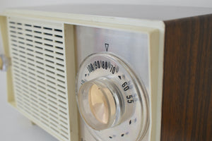 Bluetooth Ready To Go - Wood Paneling and White 1966 General Electric Model T-199D AM Vacuum Tube Radio Works Great!