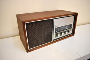 ハードウッド 1969-1970 エマーソン モデル 31T56 AM FM ソリッドステート ラジオ サウンドは素晴らしい!世界を旅しました！