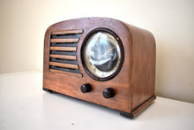 Load image into Gallery viewer, Curved Artisan Handcrafted Wood 1947-48 Emerson Model 544 Vacuum Tube AM Radio Sounds Great! Loud! Excellent Condition!