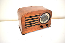 Load image into Gallery viewer, Curved Artisan Handcrafted Wood 1947-48 Emerson Model 544 Vacuum Tube AM Radio Sounds Great! Loud! Excellent Condition!