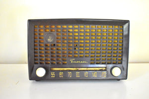 Bluetooth Ready To Go - Mahogany Brown Swirly 1950 Emerson Bakelite Model 653-B Vacuum Tube Radio