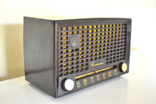 Load image into Gallery viewer, Bluetooth Ready To Go - Mahogany Brown Swirly 1950 Emerson Bakelite Model 653-B Vacuum Tube Radio