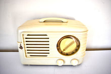 Load image into Gallery viewer, Carrara Ivory 1949 Emerson Model 581 Plaskon AM Vacuum Tube Radio Golden Age Beauty in Stellar Condition and Sounding!