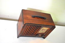 Load image into Gallery viewer, Golden Age of Radio 1940 Emerson Model 179 Wood Vacuum Tube Radio Beauty Sounds Great Looks Like Old Shoeshine Box!