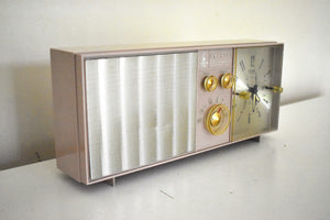ベージュ ピンク 1962年 エマーソン ライフタイマー II モデル 31L04 真空管 AM クロック ラジオ 状態良好！いいね！