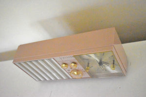 Beige Pink 1962 Emerson Lifetimer II Model 31L04 Vacuum Tube AM Clock Radio Excellent Condition! Sounds Great!