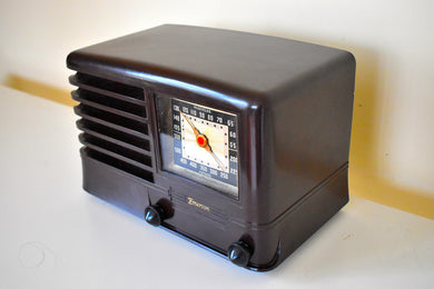 Espresso Brown Bakelite 1940 Emerson Model 330 AM Tube Radio Sounds Marvelous!