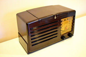 Bluetooth MP3 Ready - 1940 Emerson Model 333 AM Brown Bakelite Vacuum Tube Clock Radio Classic and Classy!