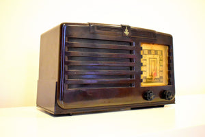 Bluetooth MP3 Ready - 1940 Emerson Model 333 AM Brown Bakelite Vacuum Tube Clock Radio Classic and Classy!