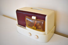 Load image into Gallery viewer, Maroon and Cream White Bakelite 1946 Emerson Model 511 AM Tube Radio Sounds Marvelous Unique Look!
