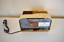 Load image into Gallery viewer, Maroon and Cream White Bakelite 1946 Emerson Model 511 AM Tube Radio Sounds Marvelous Unique Look!