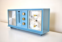 Load image into Gallery viewer, Tuxedo Blue Mid-Century 1963 Emerson Unknown Model AM FM Vacuum Tube Clock Radio Works Great Looks Great!