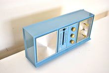 Load image into Gallery viewer, Tuxedo Blue Mid-Century 1963 Emerson Unknown Model AM FM Vacuum Tube Clock Radio Works Great Looks Great!