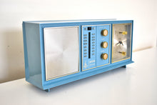 Load image into Gallery viewer, Tuxedo Blue Mid-Century 1963 Emerson Unknown Model AM FM Vacuum Tube Clock Radio Works Great Looks Great!