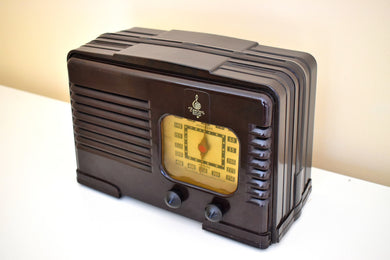 Deco Brown Bakelite 1941 Emerson Model DW-330B AM Tube Radio Sounds Marvelous Excellent Plus Condition!