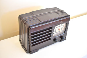 Deco Brown Bakelite 1941 Emerson Model DW-330B AM Tube Radio Sounds Marvelous Excellent Plus Condition!