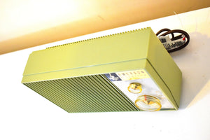 Bluetooth Ready To Go - Avocado Green Emerson Century 1961 Model G-1701 Vacuum Tube AM Radio Sounds Great! Excellent Condition!