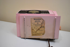 Bluetooth Ready To Go - Mamie Pink 1956 Firestone Model 4-A-160 AM Bakelite Vacuum Tube Radio Sounds Great!