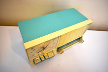 Load image into Gallery viewer, Seafoam Turquoise 1961 GE General Electric Model C-445A AM Vintage Radio Rare Color Colorway Push Button Mania!