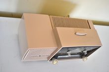 Load image into Gallery viewer, Beige Pink Mid Century 1956 General Electric Model C-434B Vacuum Tube AM Clock Radio Popular Model Sounds Terrific! Excellent Plus Condition!