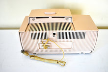 Load image into Gallery viewer, Beige Pink Mid Century 1956 General Electric Model C-434B Vacuum Tube AM Clock Radio Popular Model Sounds Terrific! Excellent Plus Condition!