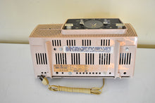 Load image into Gallery viewer, Beige Pink Mid Century 1956 General Electric Model C-434B Vacuum Tube AM Clock Radio Popular Model Sounds Terrific! Excellent Plus Condition!