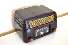 Load image into Gallery viewer, Marble Brown 1946 General Electric Model 202 Vacuum Tube AM Radio Excellent Condition Great Sounding!