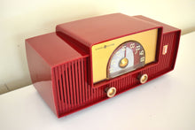 Load image into Gallery viewer, Cinnamon Red 1954 General Electric Model 427 Vacuum Tube AM Radio Excellent Condition Sounds Great!