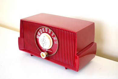 Cranberry Red 1954 General Electric Model 452 AM Vacuum Tube Radio Great Sounding Excellent Plus Condition!