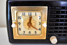 Load image into Gallery viewer, Sierra Brown Bakelite Art Deco Post War 1948 General Electric Model 50 Vacuum Tube AM Clock Radio First Clock Radio!