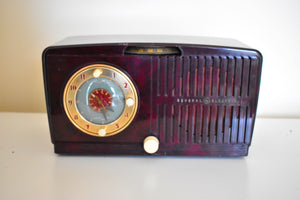 Burgundy Marble Mid Century Vintage 1954 General Electric Model 515 AM Vacuum Tube Radio Looks Great Popular Model!