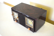 Load image into Gallery viewer, Bluetooth Ready To Go - Burgundy Swirly Vintage 1952 General Electric Model 535 AM Vacuum Tube Clock Radio Excellent Condition Great Receiver!