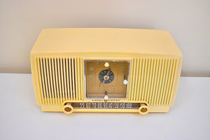 Bluetooth Ready To Go - Vanilla Ivory 1953 General Electric Model 547 AM Clock Radio Charm and Class Beautiful Sounding!