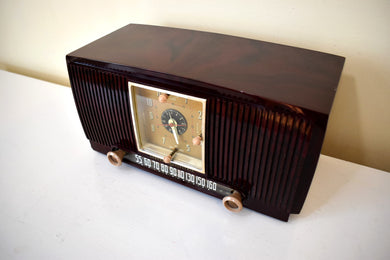 Burgundy Swirl 1954 General Electric Model 548PH AM Vacuum Tube Radio Sounds Great!