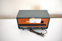 Load image into Gallery viewer, Mariner Green 1954 General Electric Model 566 AM Vacuum Tube Clock Radio Porthole Design Sounds and Looks Great!