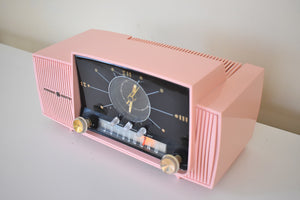Smart Speaker Ready To Go - Princess Pink 1959 GE General Electric Model 913D AM Vacuum Tube Clock Radio Popular Model Solid Performer!
