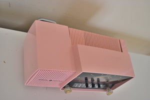 Bluetooth Ready To Go - Princess Pink 1959 GE General Electric Model 913D AM Vacuum Tube Clock Radio