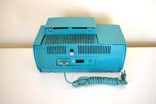 Load image into Gallery viewer, Aquamarine Turquoise Mid Century 1959 General Electric Model 913D Vacuum Tube AM Clock Radio Beauty Sounds Fantastic!