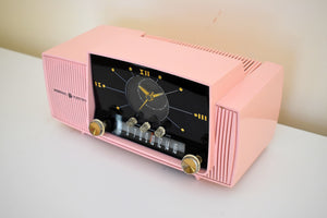 Princess Pink Mid Century 1958 General Electric Model 913D Vacuum Tube AM Clock Radio Beauty Sounds Fantastic Near Mint!