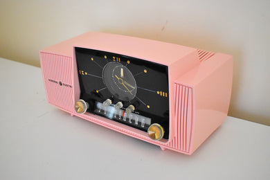 Princess Pink Mid Century 1959 General Electric Model 913D Vacuum Tube AM Clock Radio Beauty Sounds Fantastic!