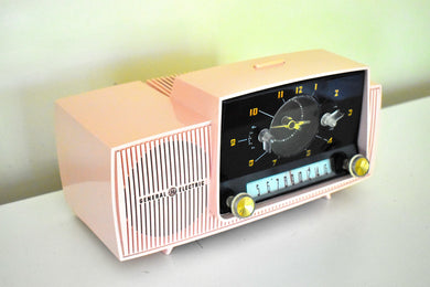 Princess Pink Mid Century 1957 General Electric Model 913D Vacuum Tube AM Clock Radio Beauty Sounds Fantastic!