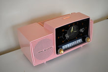 Load image into Gallery viewer, Princess Pink Mid Century 1958 General Electric Model 913D Vacuum Tube AM Clock Radio Sounds Fantastic Excellent Plus Condition!