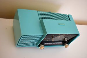 Turquoise Gem Mid Century 1959 General Electric Model 913 Vacuum Tube AM Clock Radio Beauty Sounds Fantastic!