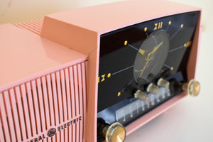 Princess Pink Mid Century 1958 General Electric Model 913D Vacuum Tube AM Clock Radio Beauty Sounds Fantastic Near Mint!