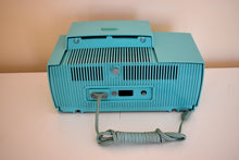 Load image into Gallery viewer, Turquoise Gem Mid Century 1959 General Electric Model 913 Vacuum Tube AM Clock Radio Beauty Sounds Fantastic!